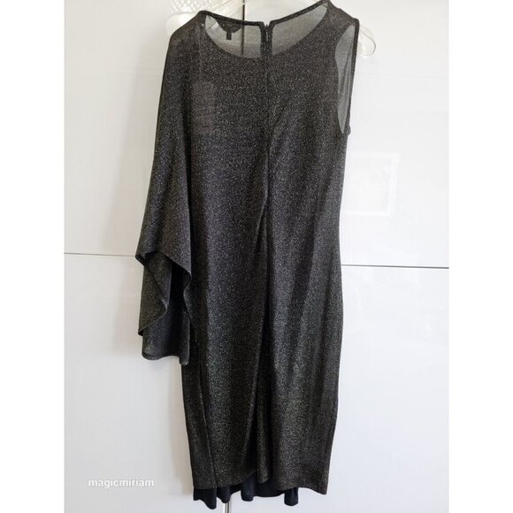 BNWT Ted Baker London Monyca Black Gold Metallic One Shoulder Draped Dress - Picture 11 of 16